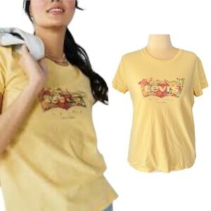 Levi's Women’s Perfect Tee Yellow Short Sleeve Graphic Floral Tee Size Large